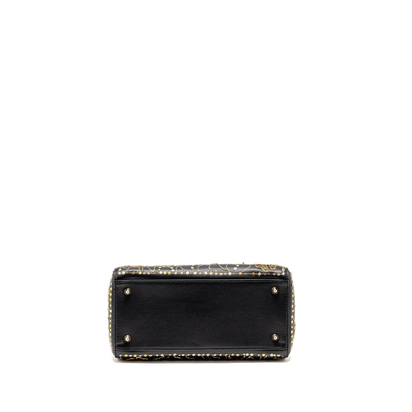 Dior Medium Lady Dior Embroidered Floral Limited Edition Leather Black/Gold