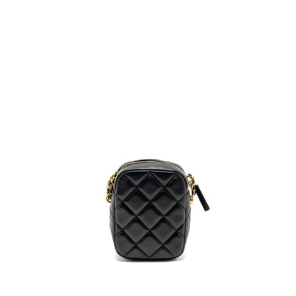 Chanel 22C My Perfect Mini Camera Case with Chain Lambskin Black GHW (Microchip)