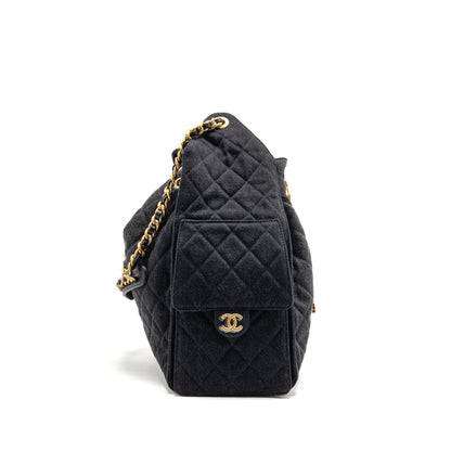 Chanel 25 Medium Handbag Washed Denim Black GHW (Microchip)