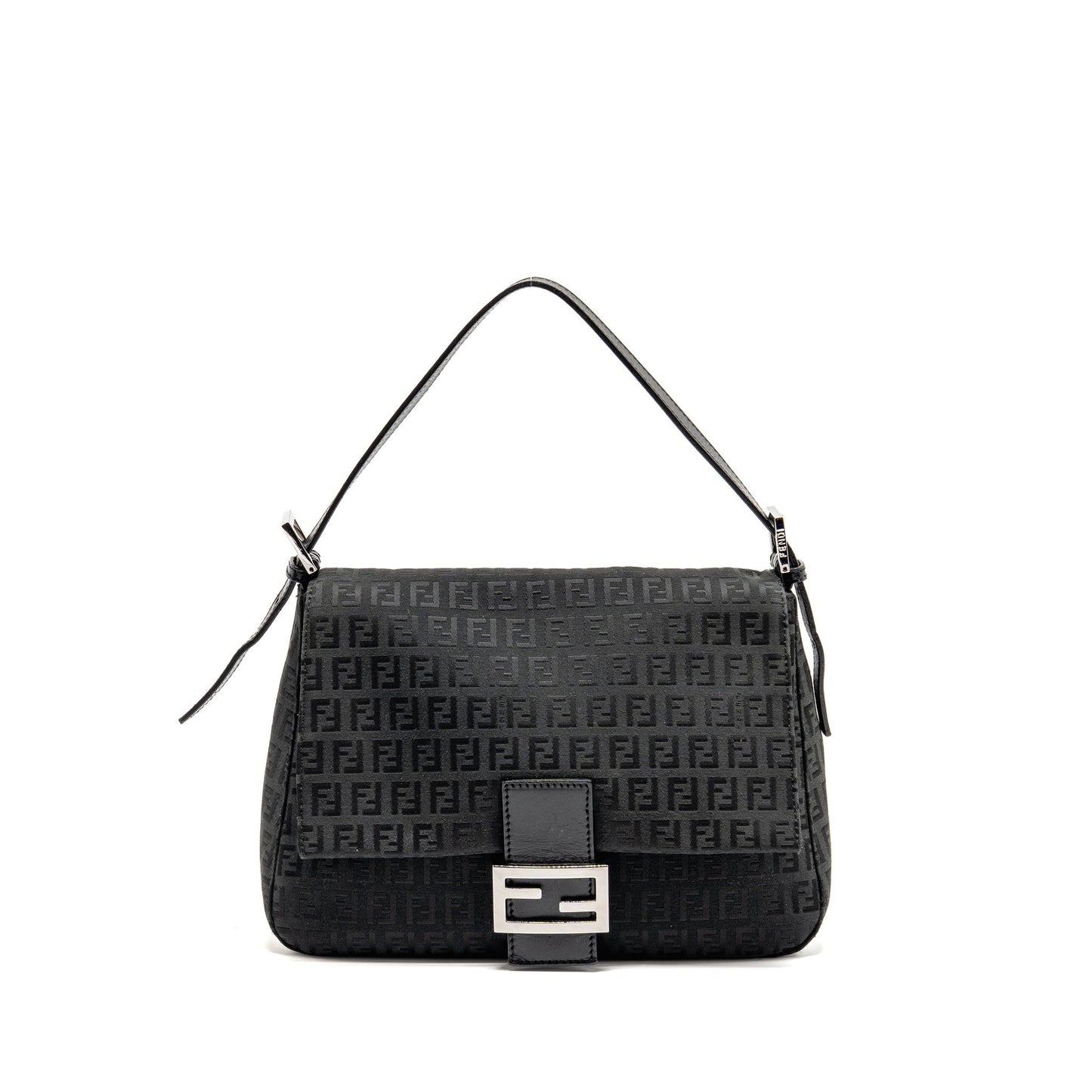 Fendi Zucca Mamma Baguette Purse Logo Canvas Black