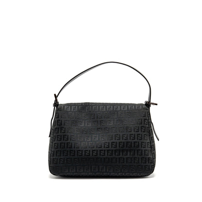 Fendi Zucca Mamma Baguette Purse Logo Canvas Black