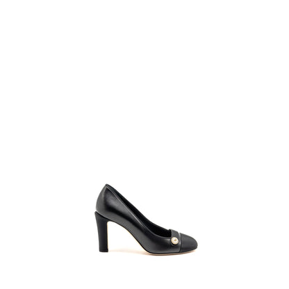 Chanel Size 36 CC Pearl Pumps Leather/Grosgrain Black