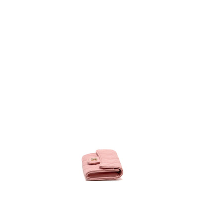 Chanel Classic flap card holder caviar pink LGHW
