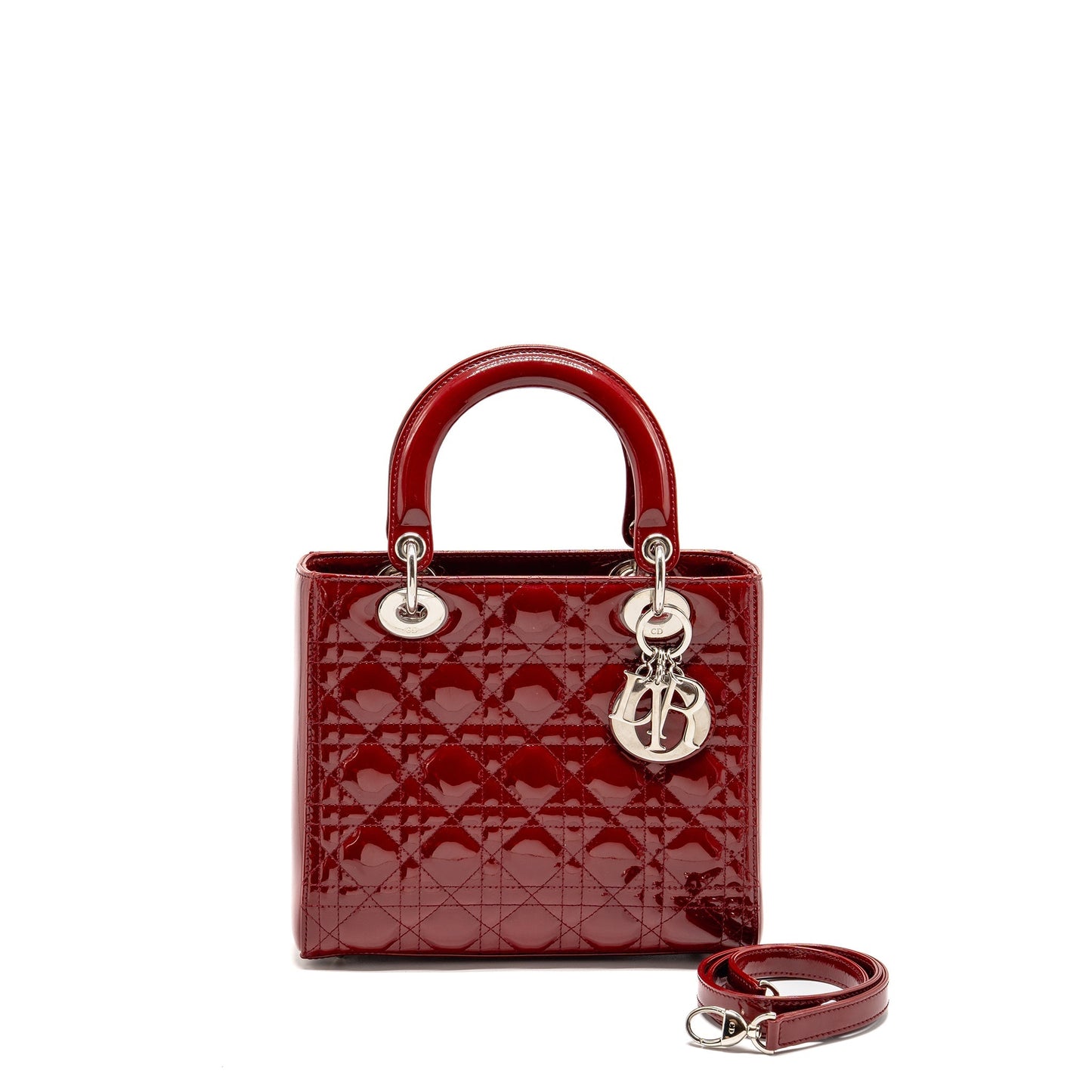 Dior Medium Lady Dior Patent Red