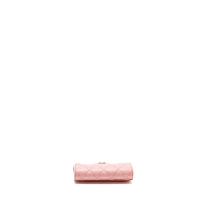 Chanel Classic flap card holder caviar pink LGHW