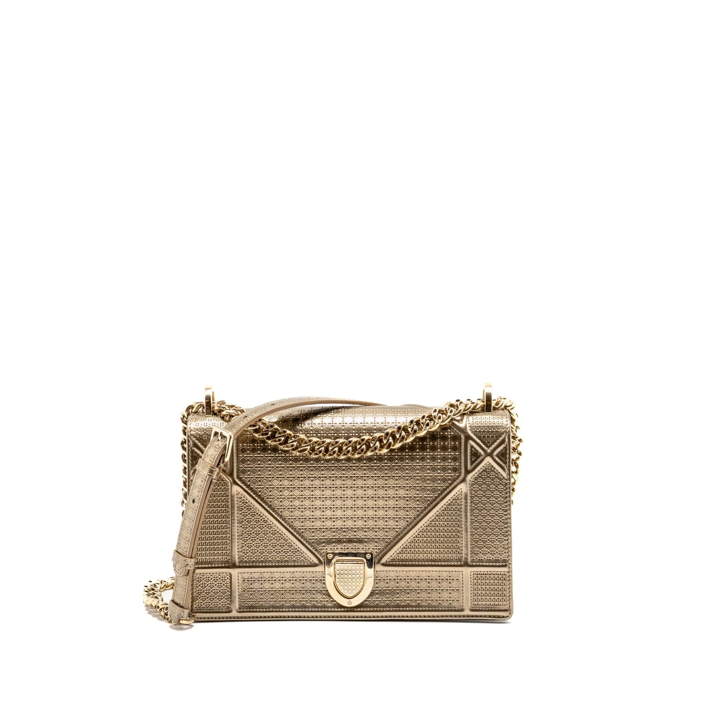 Dior Medium Diorama Metallic Calfskin Light Gold with