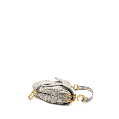 Dior Medium Saddle Purse Dior Oblique Embroidery Light Grey