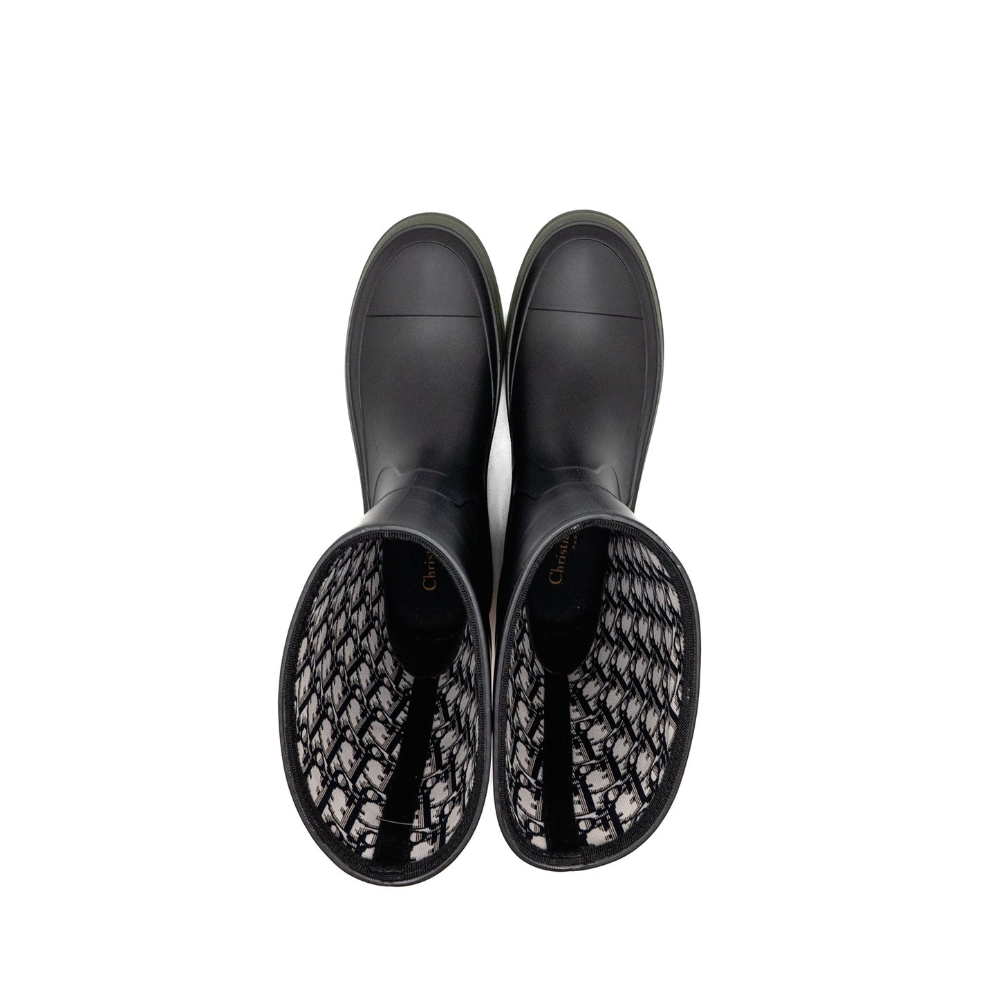 Dior Size 39 Diorunion Rain Boot Rubber Black/Dark Green