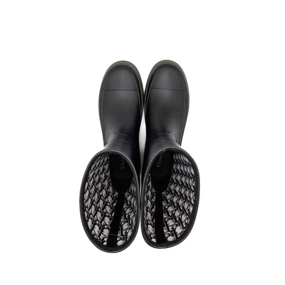 Dior Size 39 Diorunion Rain Boot Rubber Black/Dark Green