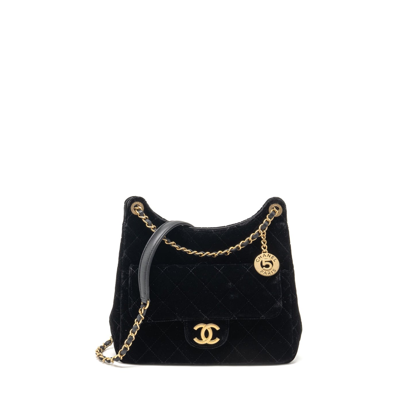 Chanel 23B Hobo Bag Velvet Black GHW (microchip)