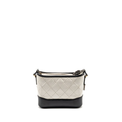 CHANEL Small Gabrielle Hobo Bag Aged Calfskin White/Black Multicolour Hardware