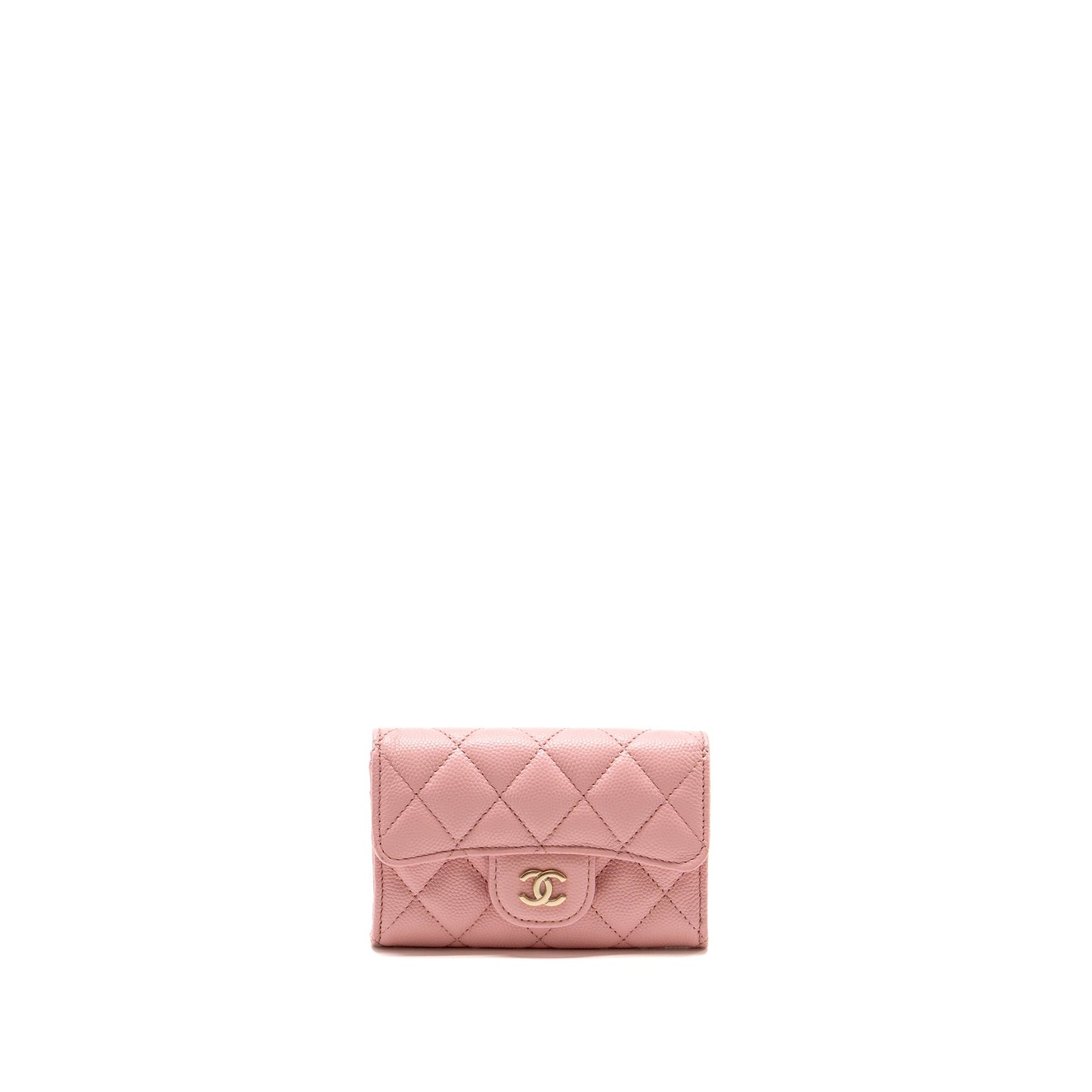 Chanel Classic flap card holder caviar pink LGHW