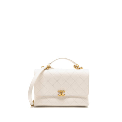 Chanel Chic Affinity Top Handle Flap Bag Caviar White GHW