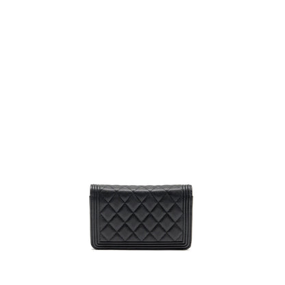 Chanel Boy Wallet on Chain Caviar Black GHW (Microchip)