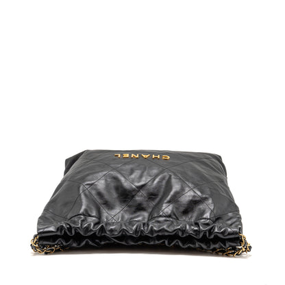 Chanel Medium 22 bag Calfskin black GHW (microchip)