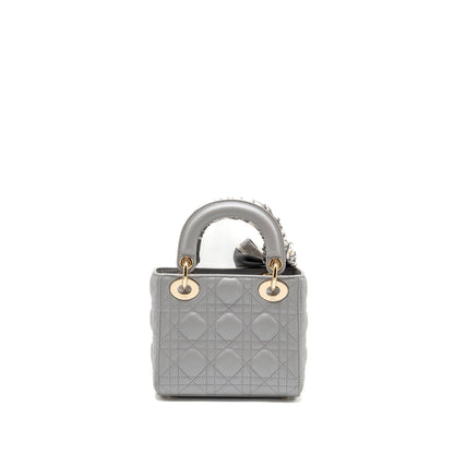 Mini Lady Dior Lambskin Light Grey