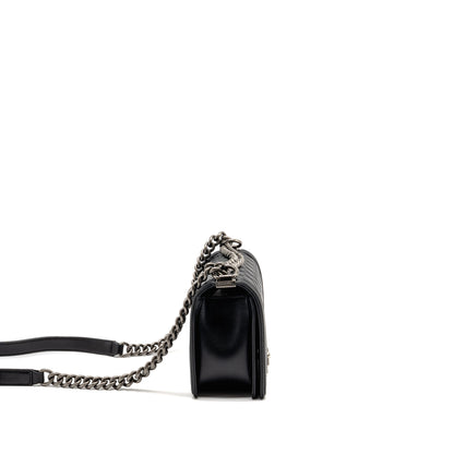 Chanel Medium Boy Bag Lambskin Black Ruthenium Hardware