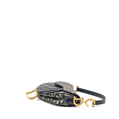 Dior Medium Saddle Purse Oblique Canvas Blue
