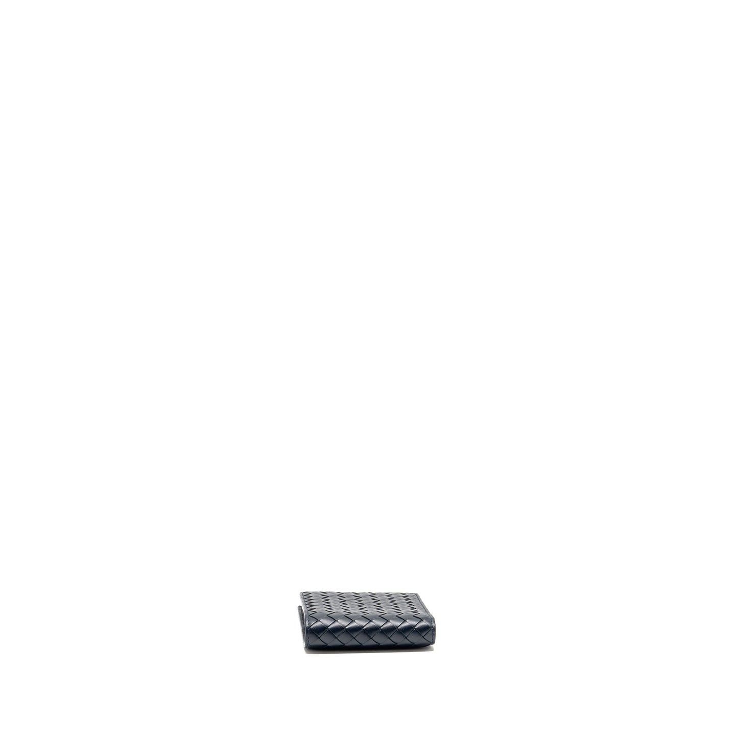 Bottega Veneta Intrecciato Piccolo Bi-Fold Wallet Calfskin Navy