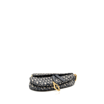 Dior Medium Saddle Purse Oblique Canvas Blue