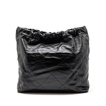 Chanel Medium 22 bag Calfskin black GHW (microchip)