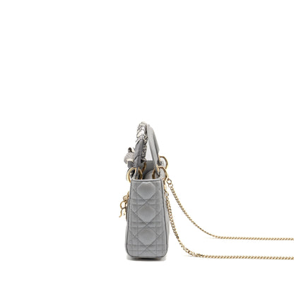 Mini Lady Dior Lambskin Light Grey