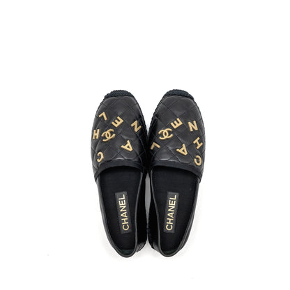 Chanel Size 38 Espadrilles Lambskin/Grosgrain Black GHW