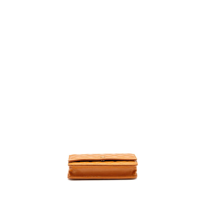 Chanel Classic Wallet on Chain Caviar Caramel GHW (Microchip)