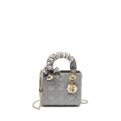 Mini Lady Dior Lambskin Light Grey