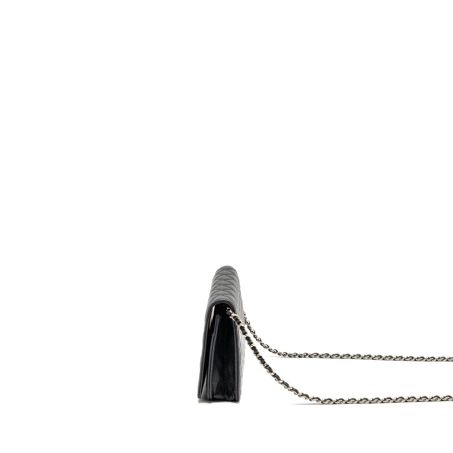 Chanel Quilted Diamond CC Logo Wallet On Chain Caviar Black SHW