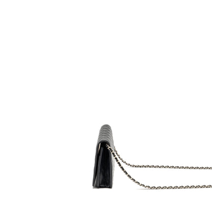 Chanel Quilted Diamond CC Logo Wallet On Chain Caviar Black SHW