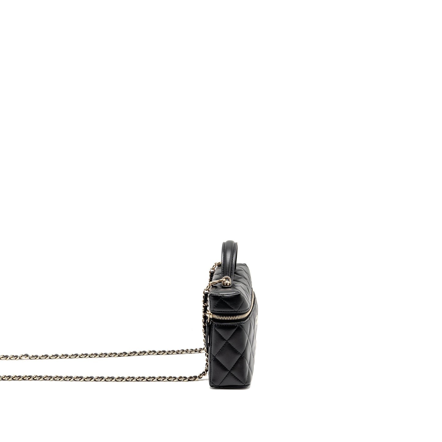Chanel 25b CC top handle vanity with chain Lambskin black LGHW (microchip)