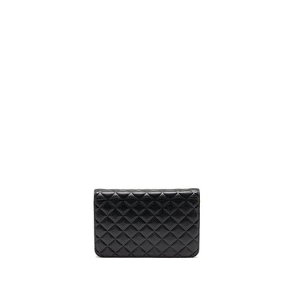 Chanel Quilted Diamond CC Logo Wallet On Chain Caviar Black SHW