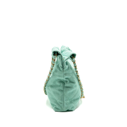 Chanel Small 22 Bag Washed Denim Aqua GHW (Microchip)