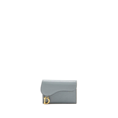 Dior Saddle Bloom Card Holder Goatskin Cloud Blue