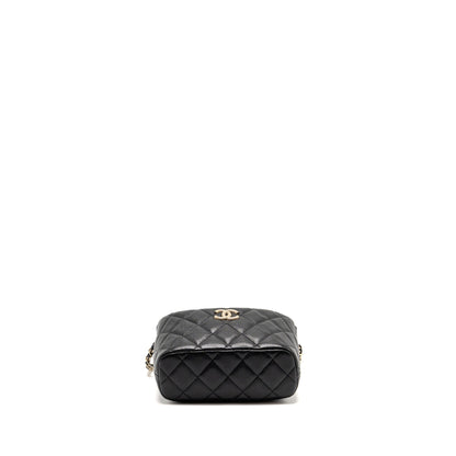 Chanel 25c detail cc logo quilted hobo bag caviar black LGHW (microchip)