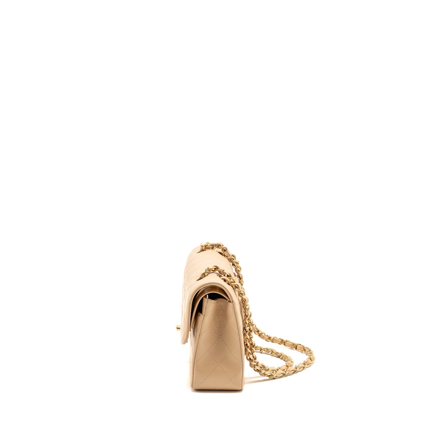 Chanel Small Classic Double Flap Bag Caviar Beige GHW (Microchip)