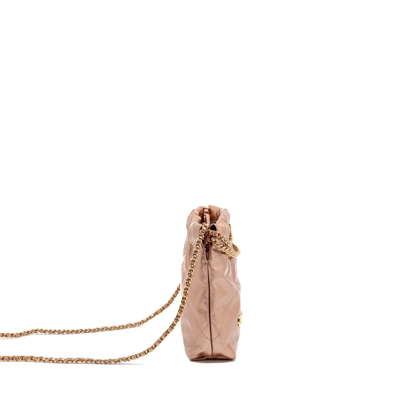 Chanel Mini 22 bag Shiny Calfskin Light Pink LGHW (Microchip)