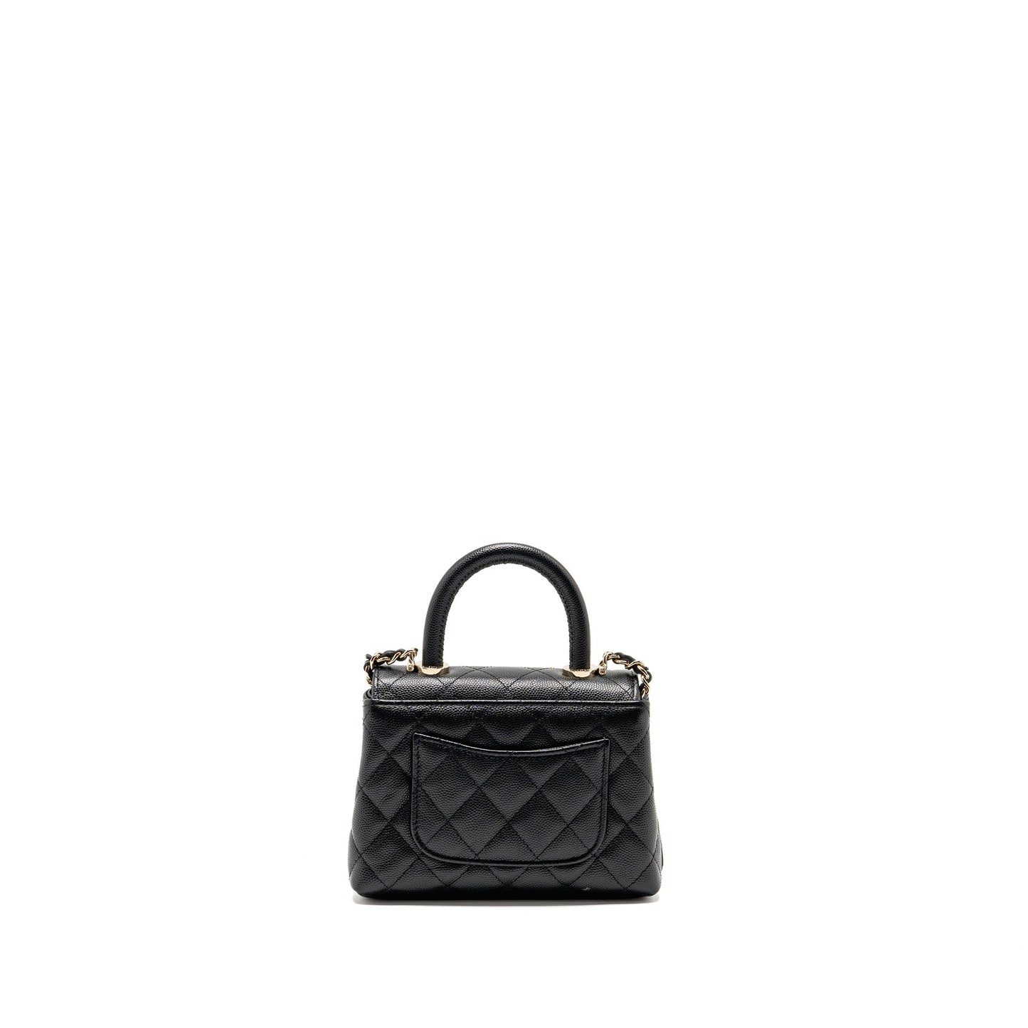 Chanel Coco Handle Clutch with Chain caviar Black LGHW (Microchip)