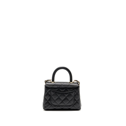 Chanel Coco Handle Clutch with Chain caviar Black LGHW (Microchip)