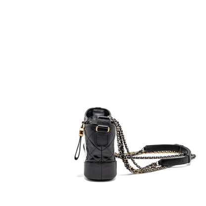 Chanel Small Gabrielle Hobo Bag Goatskin/Patent Black Multicolour Hardware