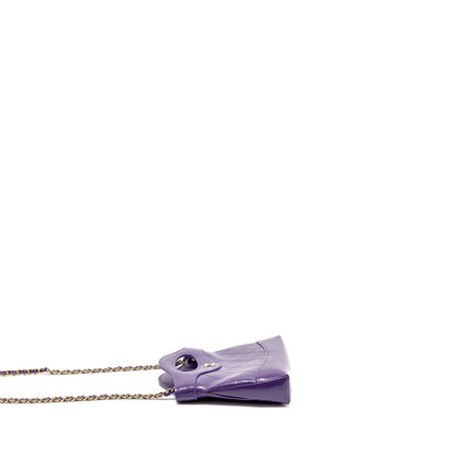 Chanel Mini 31 Clutch With Chain Shiny Calfskin Purple LGHW (Microchip)