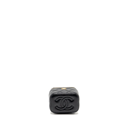Chanel Pearl Crush Mini Vanity with Chain Lambskin Black GHW (Microchip)