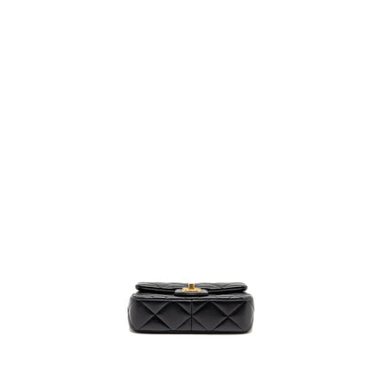 Chanel Pearl Crush Mini square flap bag lambskin Black GHW (Microchip)