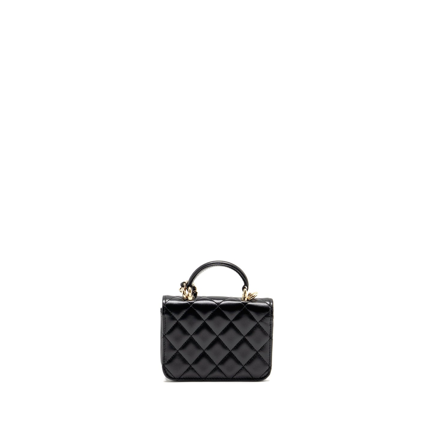 Chanel Top Handle Mini Flap Bag Lambskin Black LGHW