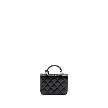 Chanel Top Handle Mini Flap Bag Lambskin Black LGHW