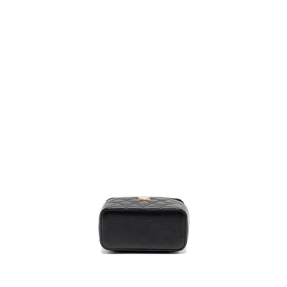 Chanel letter top handle long vanity with chain caviar black GHW