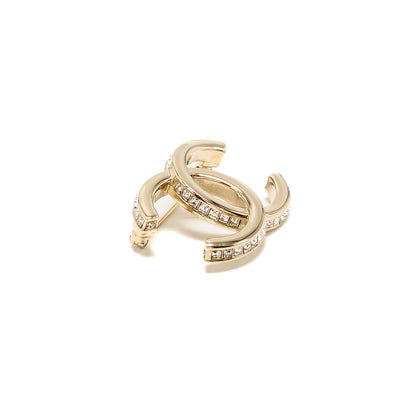 Chanel CC Brooch Crystal Silver Tone