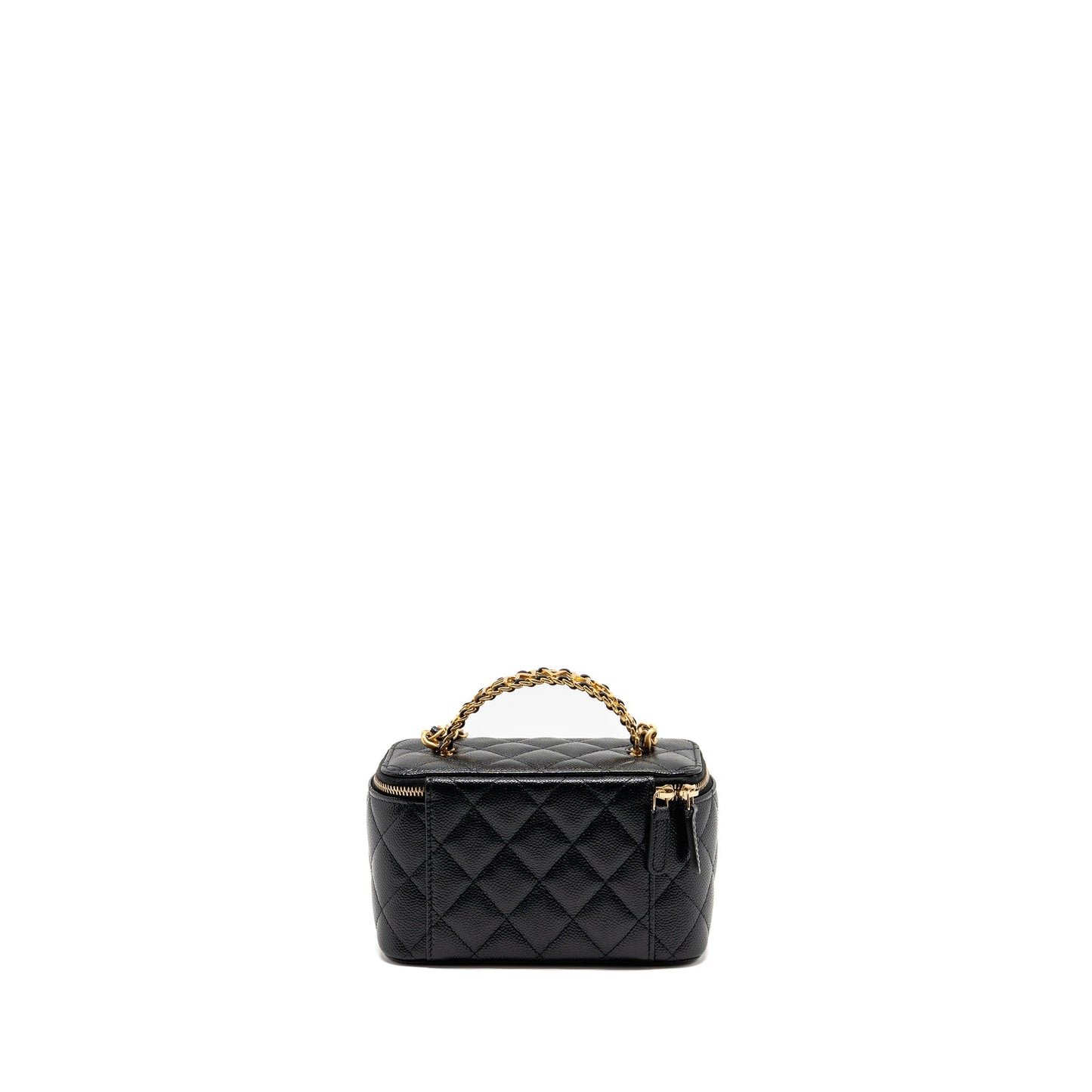 Chanel letter top handle long vanity with chain caviar black GHW