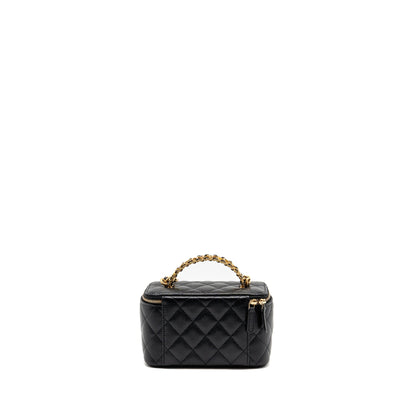 Chanel letter top handle long vanity with chain caviar black GHW